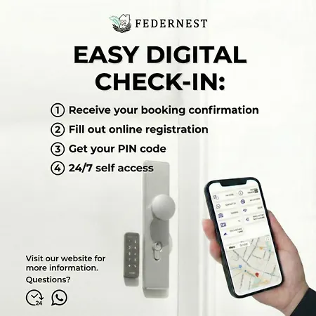 Apartamento Federnest living Messe Monteure Budget einfache komfortable 2 Personen Vollausstattung WLAN TV 55 Zoll Netflix Hochwertige Küche und Bad